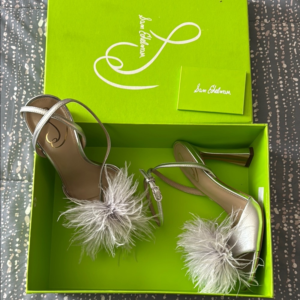 Sam Edelman Silver Feathered Women's Heels